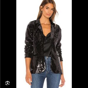 Cami NYC The Lennon Sequin‎ Blazer in Black-Size Large